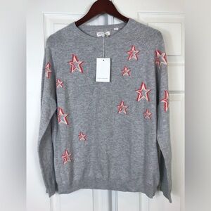 NWT $550 Chinti and Parker 3d Star Oversized Cashmere Sweater Gray